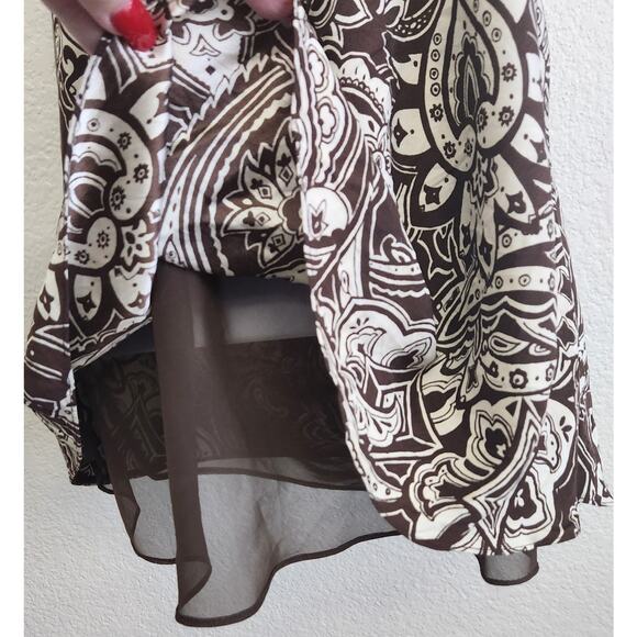 Apt 9 Brown White Floral Halter Backless Top XL Lightweight Lined Soft Flowy - Picture 2 of 5